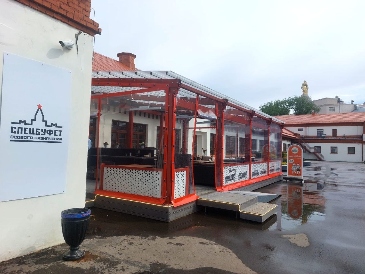 ПВХ шторы для летней террасы кафе в Карачеве